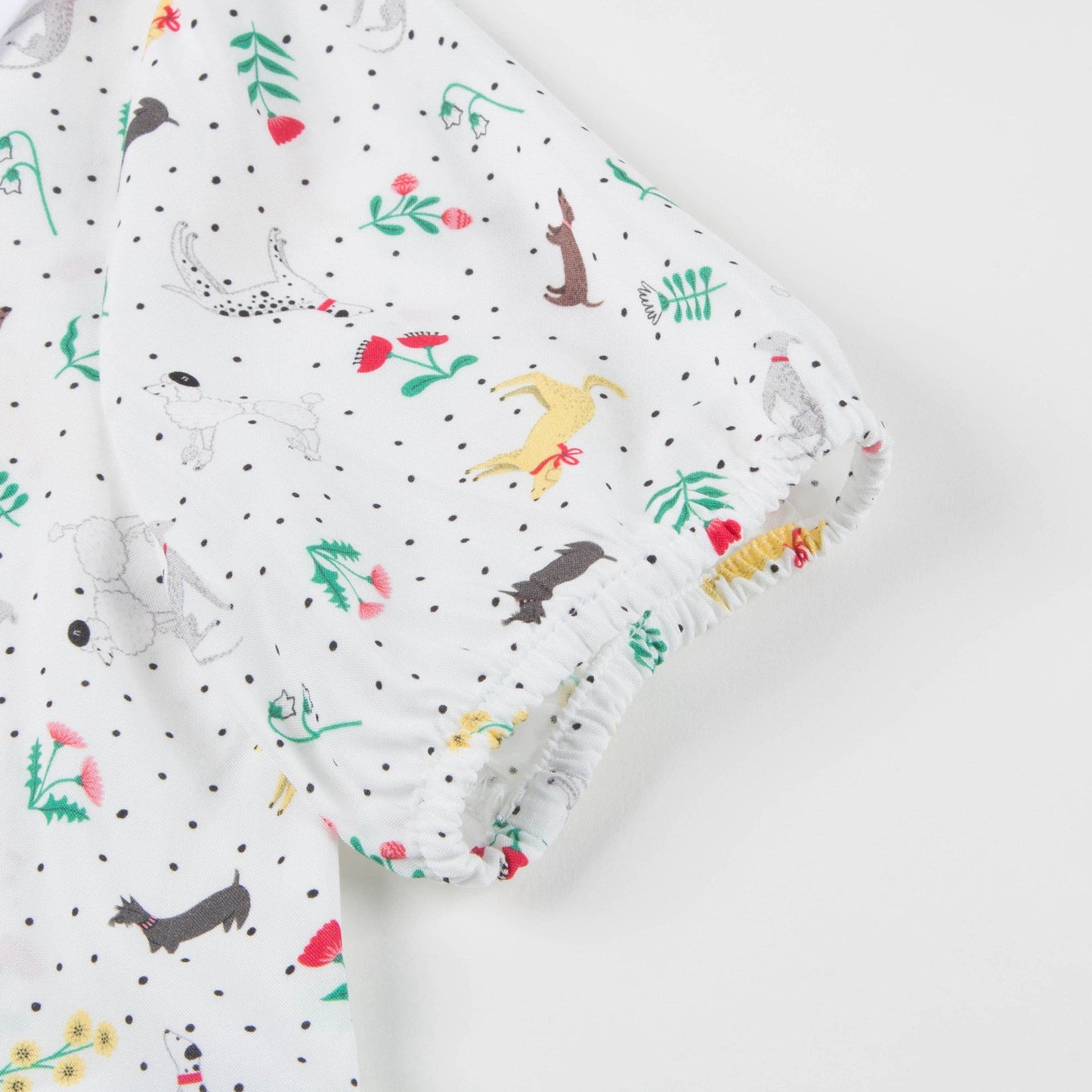 Girls Light Blue Collar Printed Wide Shirt