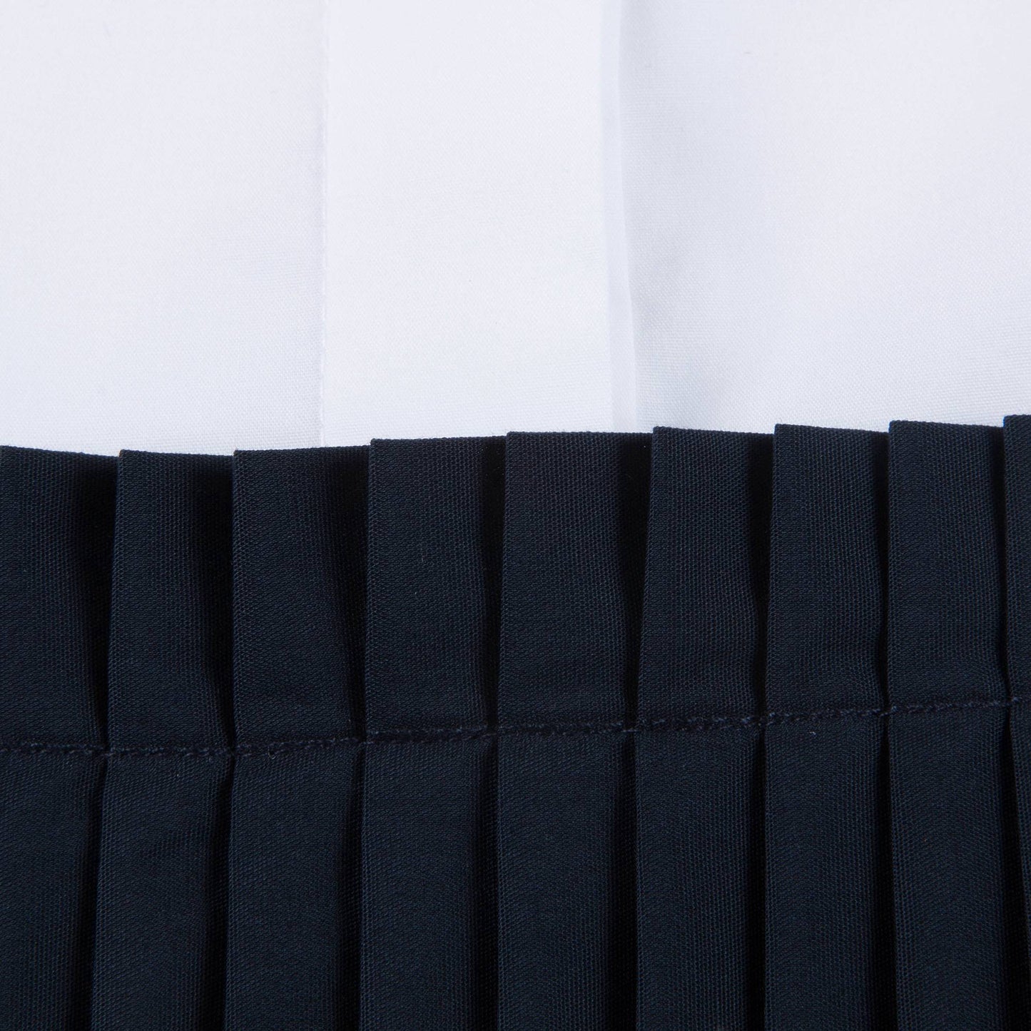 Girls White & Black Pleated And Poplin Cotton Dress