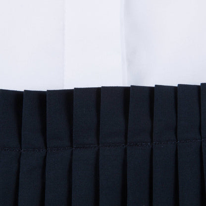 Girls White & Black Pleated And Poplin Cotton Dress