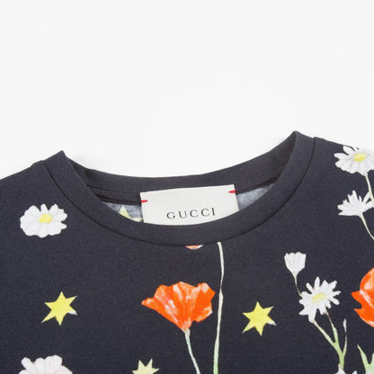 Girls Black Multicolor Cat T-shirt