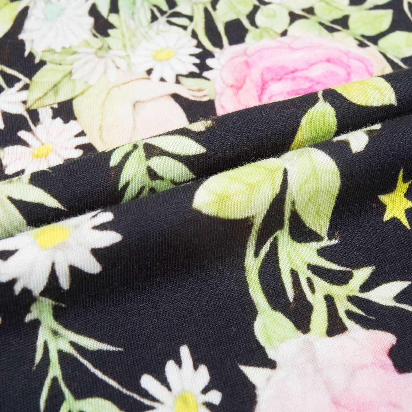 Girls Black Multicolor Cat T-shirt