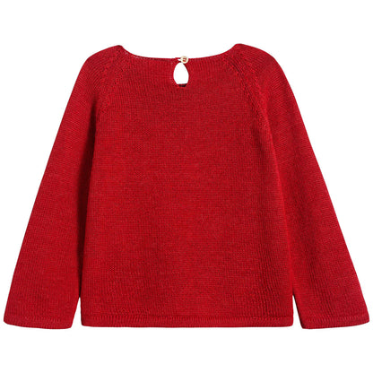 Girls Red Cotton Baby Alpaca Sweater