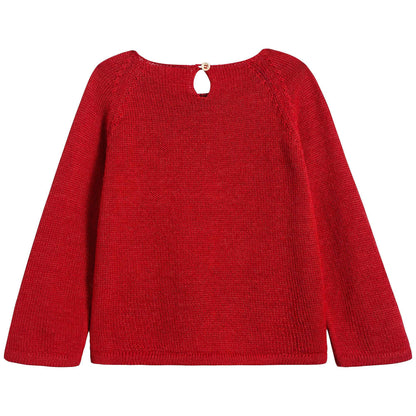 Girls Red Cotton Baby Alpaca Sweater