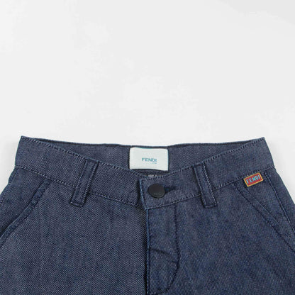 Boys Blue Cotton Bermuda Jeans