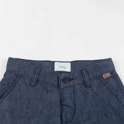 Boys Blue Cotton Bermuda Jeans
