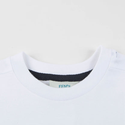 Boys White "Bus" Printed Cotton T-shirt