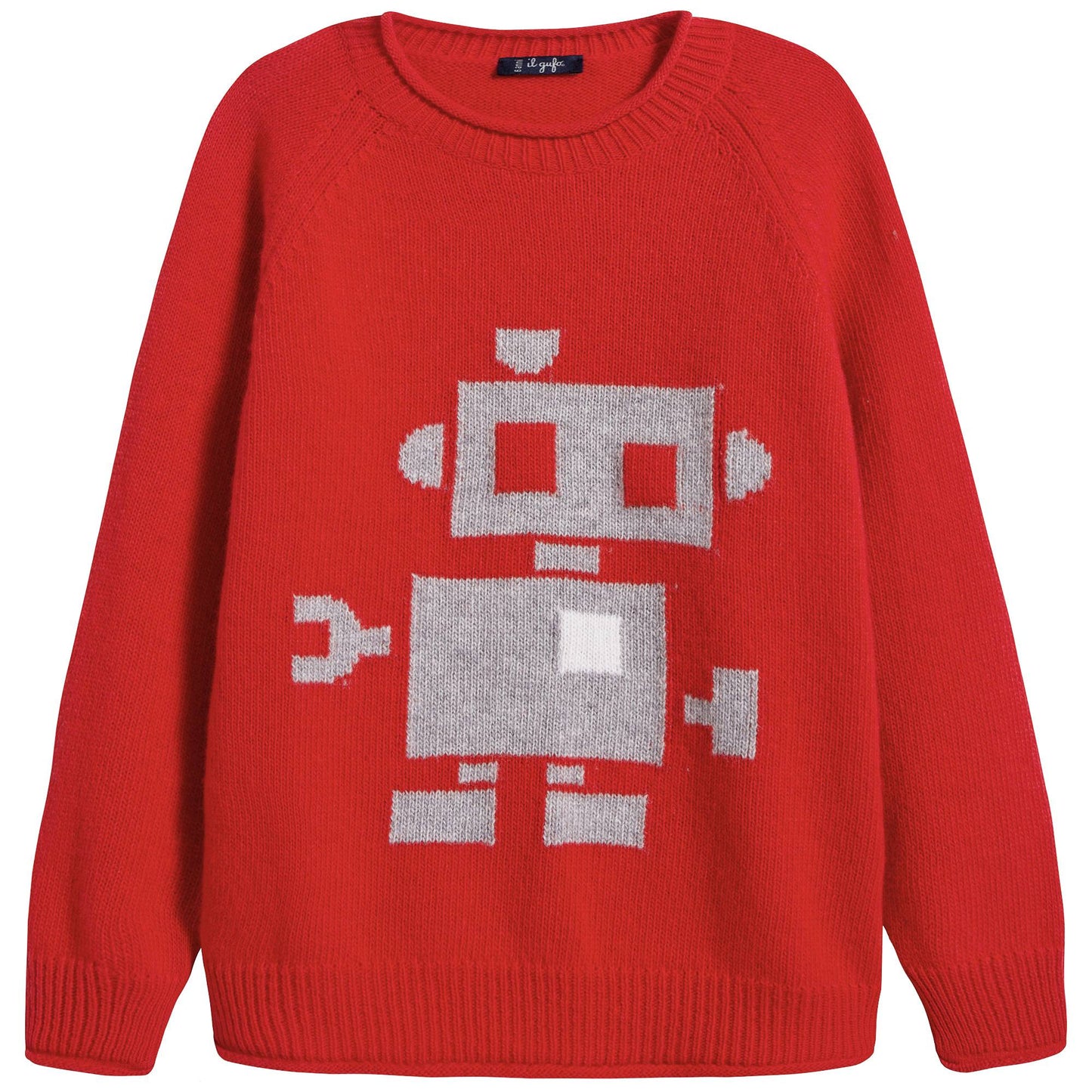 男童红色图案羊毛毛衣
