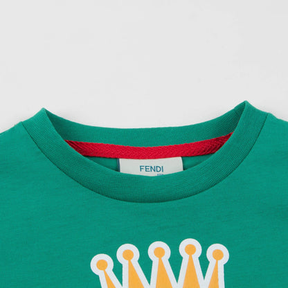 Boys Green Printed Cotton T-shirt