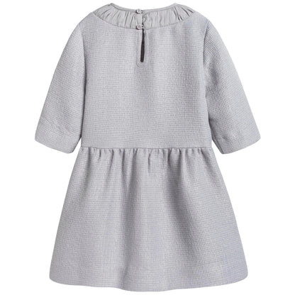 Girls Heather Grey Cotton Crew Collar 'Anaise' Dress