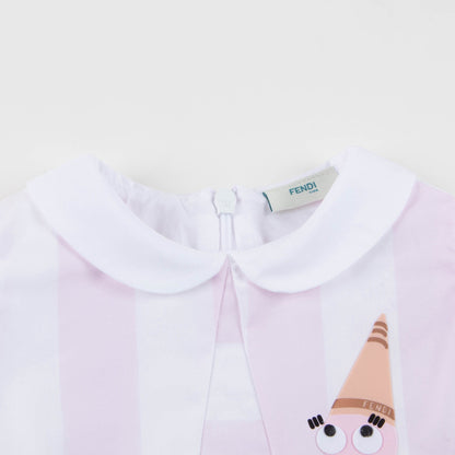 Baby Girls White & Pink Cotton Dress