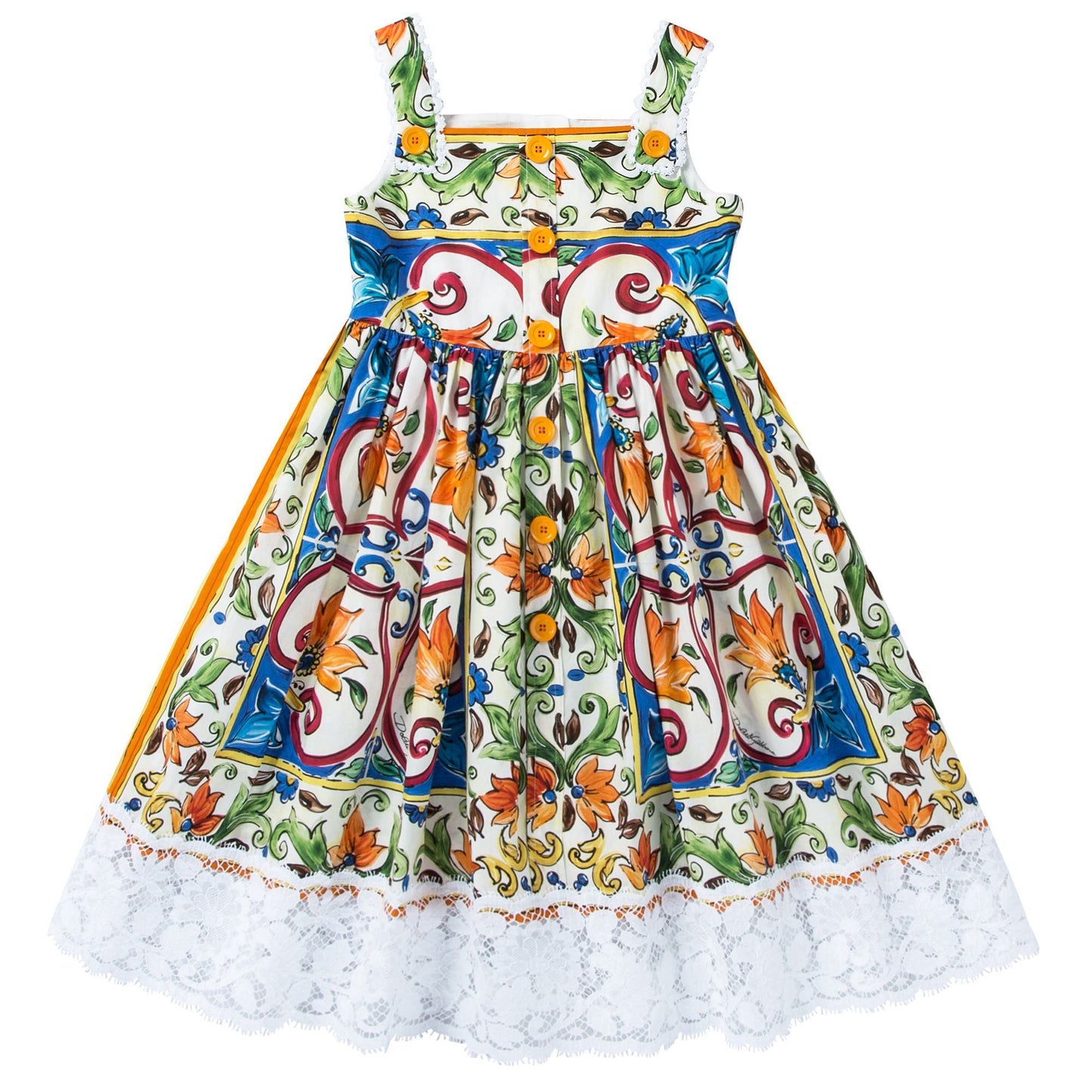 Girls Blue & Green "Maiolica" Dress