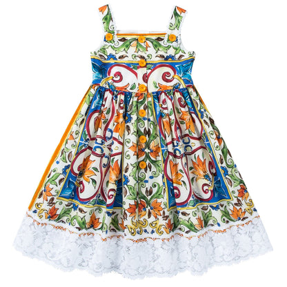 Girls Blue & Green "Maiolica" Dress