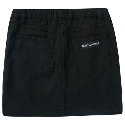 Girls Black Denim Skirt