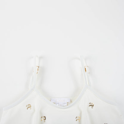 Girls Off White Polyamide Swimwear