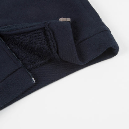 Baby Navy Blue Cotton Zip-up Top