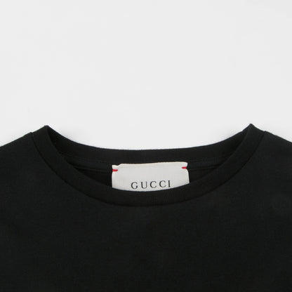 Girls & Boys Black Logo Cotton T-shirt