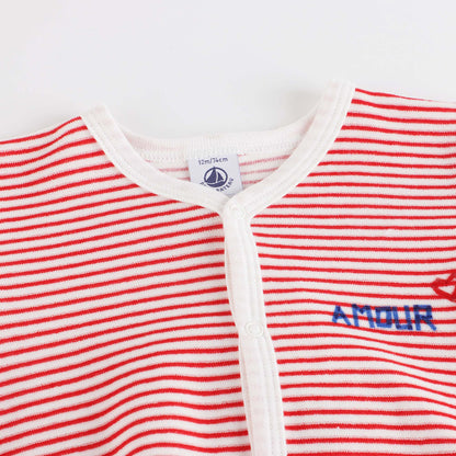 婴儿白色印花棉连体衣