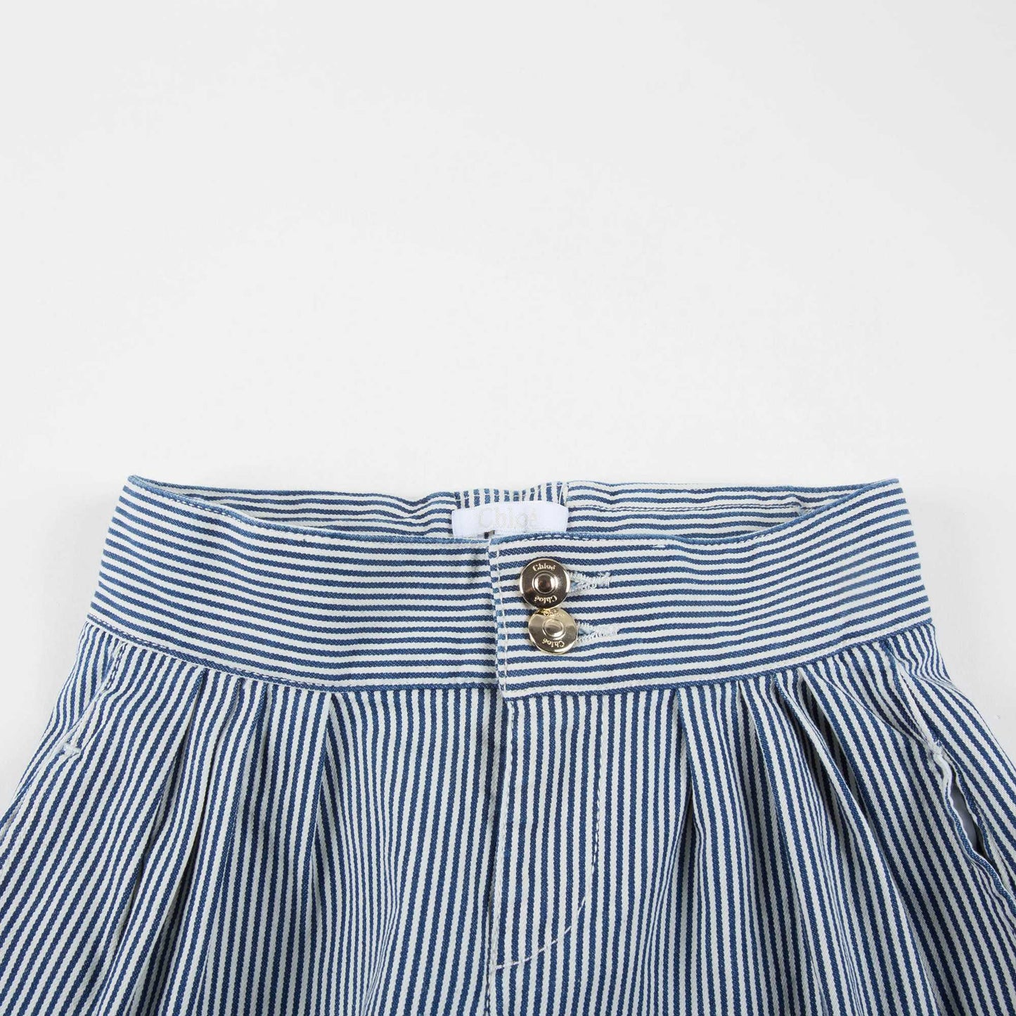 Girls Blue Striped Cotton Shorts