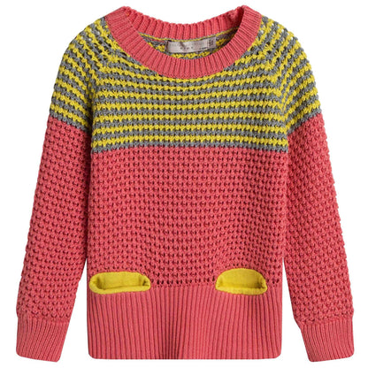 Girls Red Cotton 'Blossom' Sweater