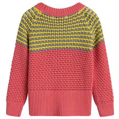 Girls Red Cotton 'Blossom' Sweater