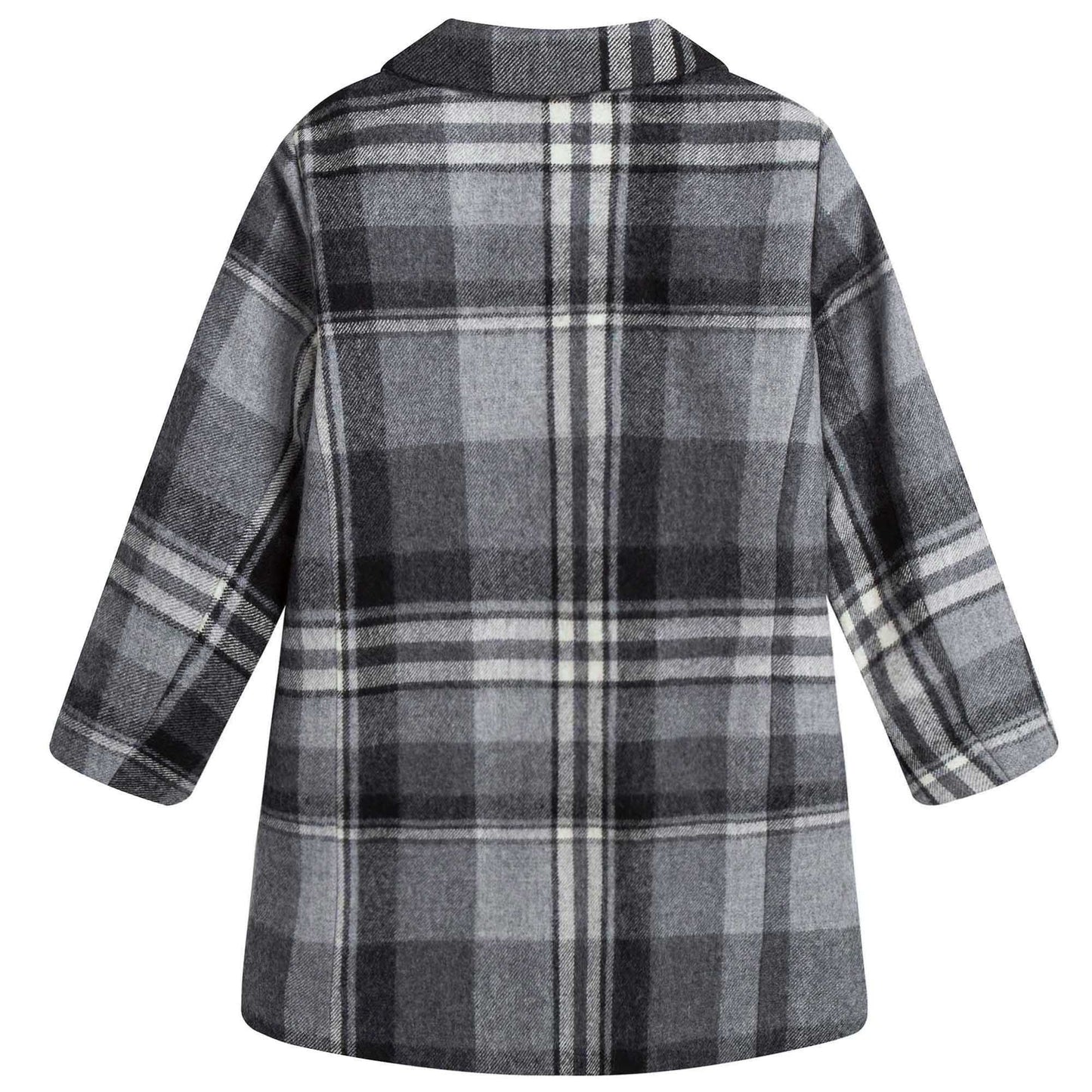 Girls Dark Grey Check Wool Coat
