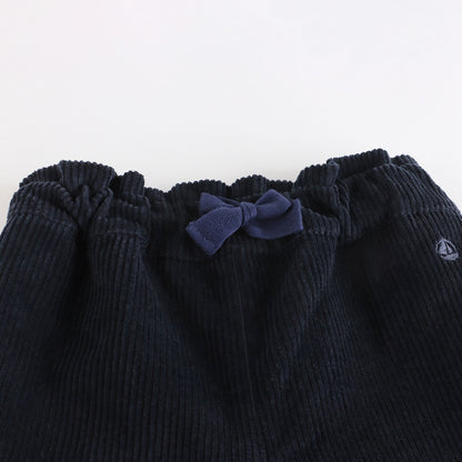 女童深蓝色灯芯绒短裤