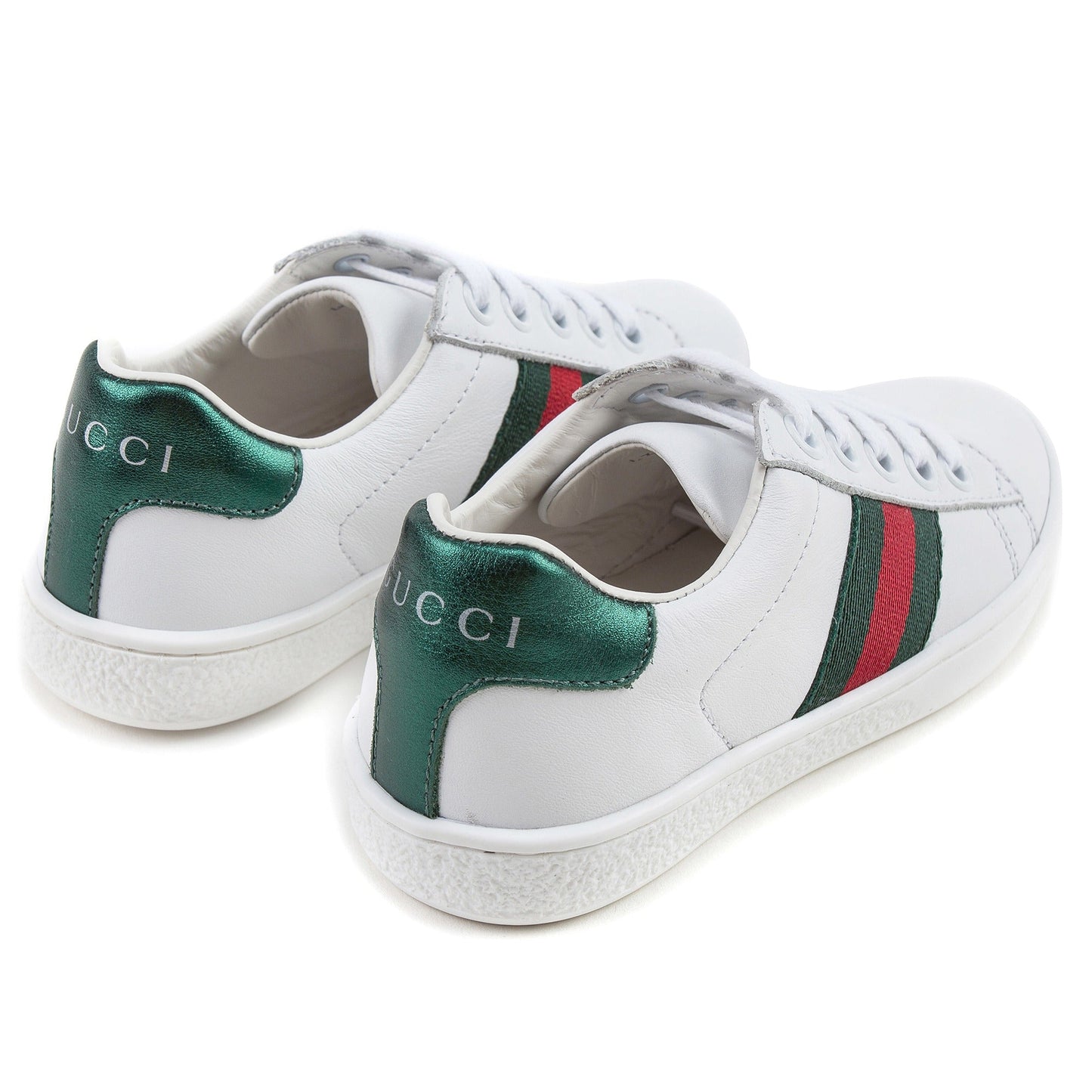 Girls White  Shoelace  Leather Trainers