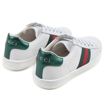 Girls White  Shoelace  Leather Trainers