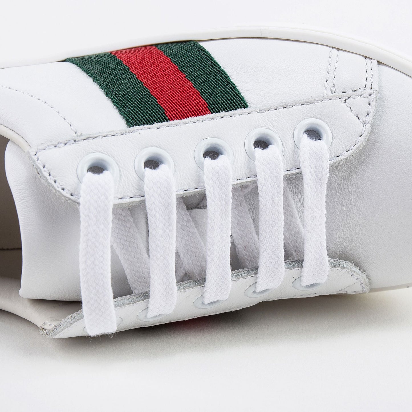 Girls White  Shoelace  Leather Trainers
