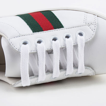 Girls White  Shoelace  Leather Trainers