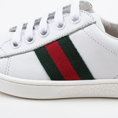 Girls White  Shoelace  Leather Trainers