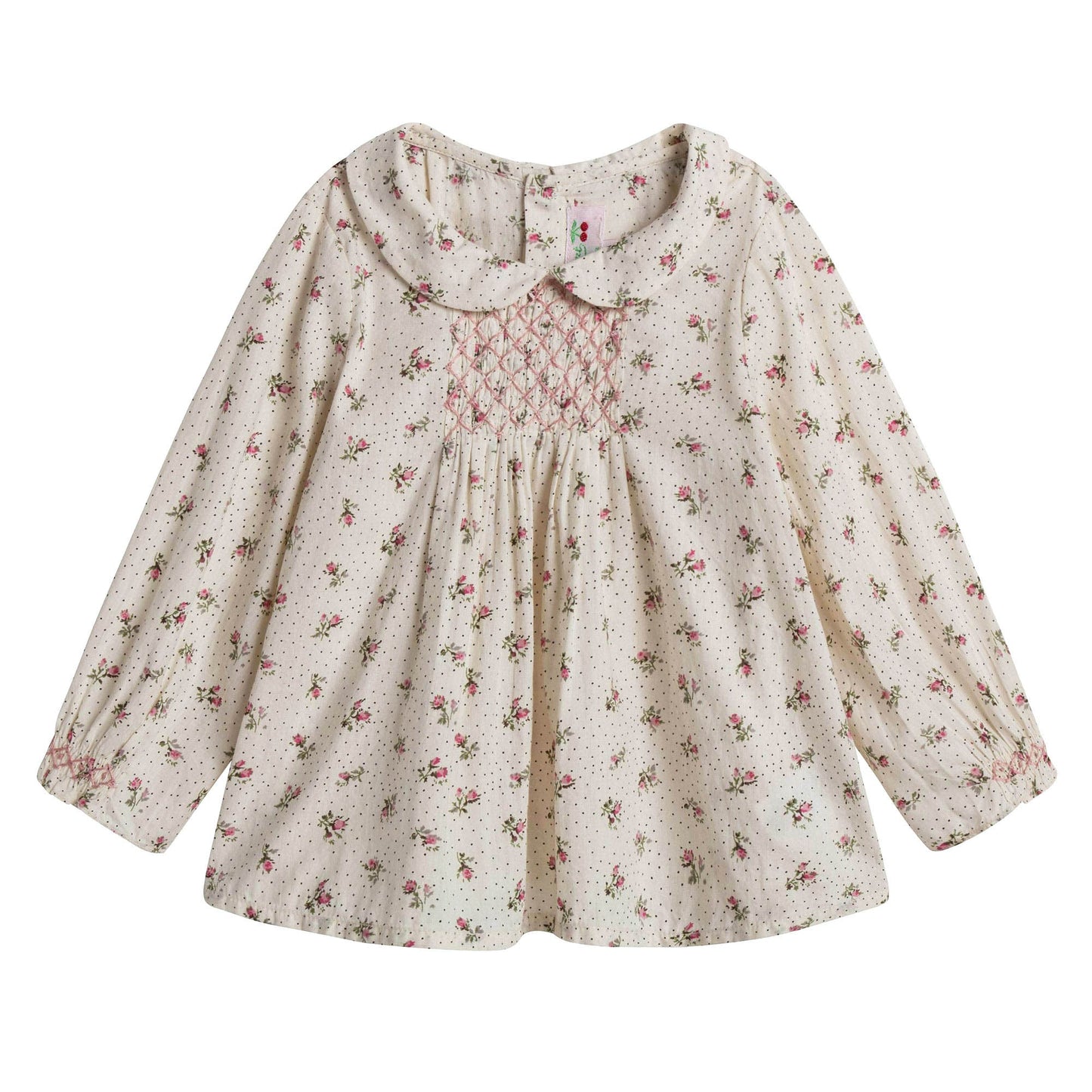 Baby Girls Dusky Pink Allover Flower Printed Trims Blouse