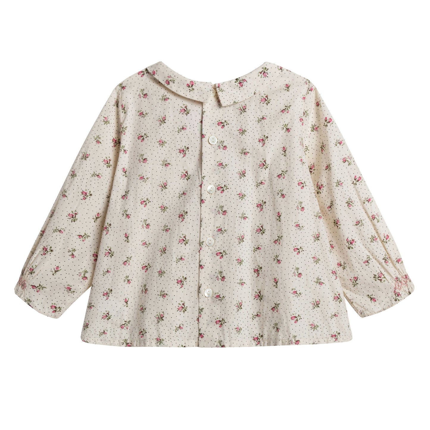Baby Girls Dusky Pink Allover Flower Printed Trims Blouse