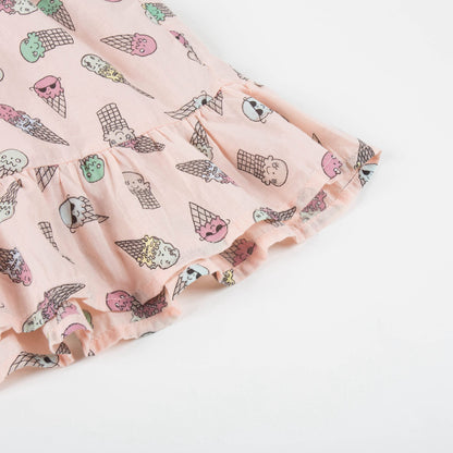Girls Pink Icecreams Printed Dress