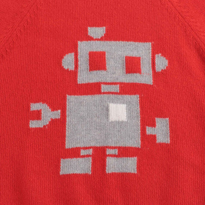 男童红色图案羊毛毛衣