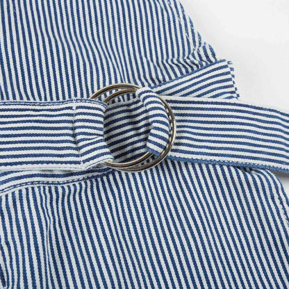 Girls Blue Striped Cotton Trousers