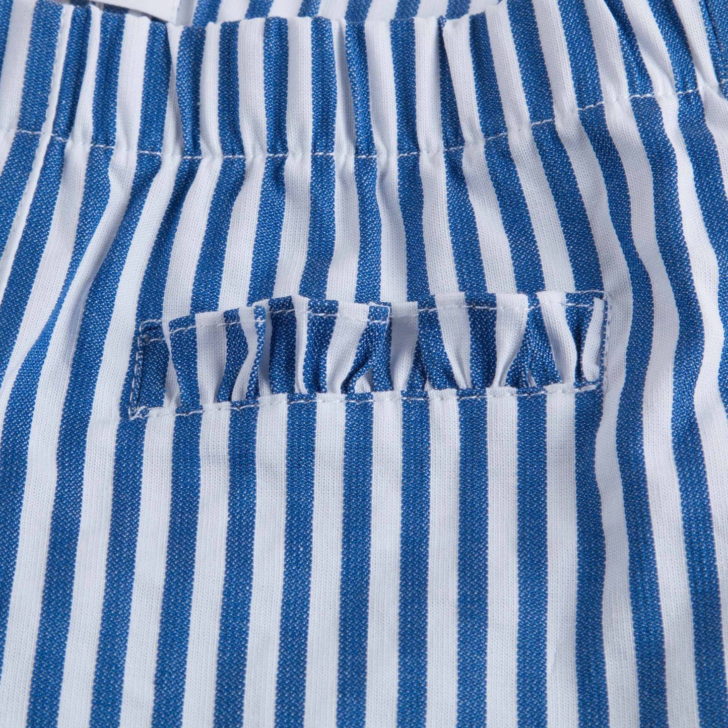 Girls Blue & White Striped Capri Pants