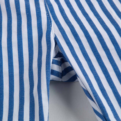 Girls Blue & White Striped Capri Pants