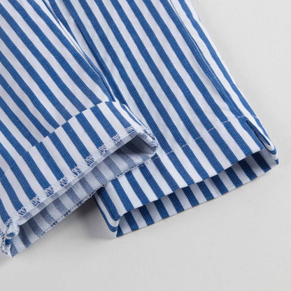 Girls Blue & White Striped Capri Pants