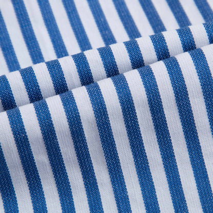 Girls Blue & White Striped Capri Pants