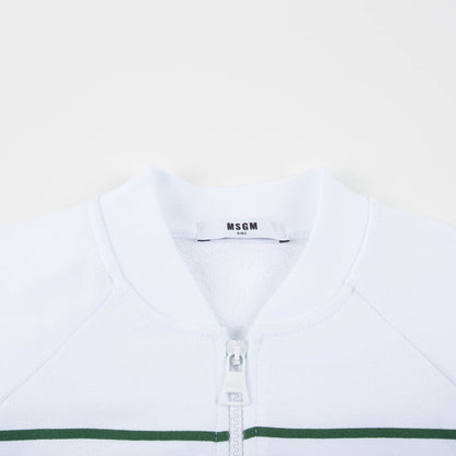 Boys White Cotton Flceece Bomber