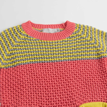 Girls Red Cotton 'Blossom' Sweater