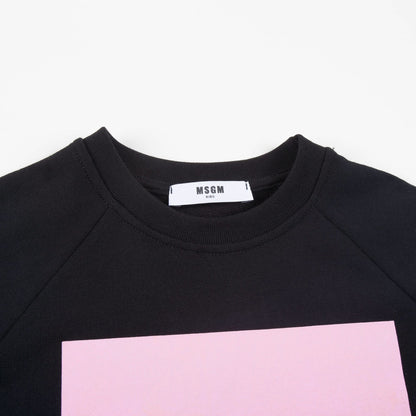 Girls Black Logo Cotton Over Swea T-shirt