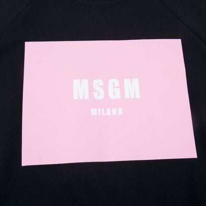 Girls Black Logo Cotton Over Swea T-shirt