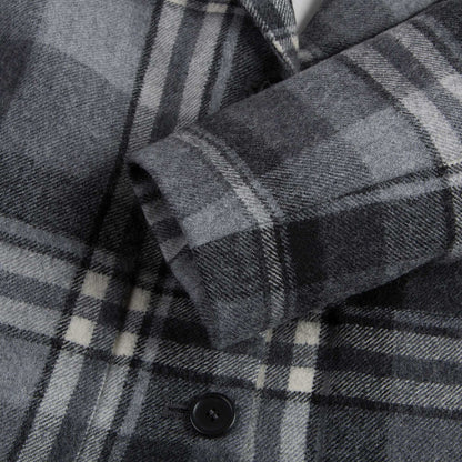 Girls Dark Grey Check Wool Coat