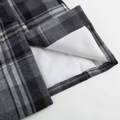 Girls Dark Grey Check Wool Coat