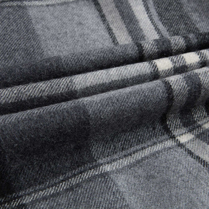 Girls Dark Grey Check Wool Coat