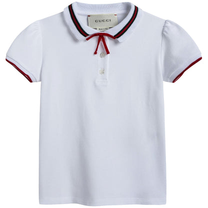 Girls White Polo Shirt with Trims