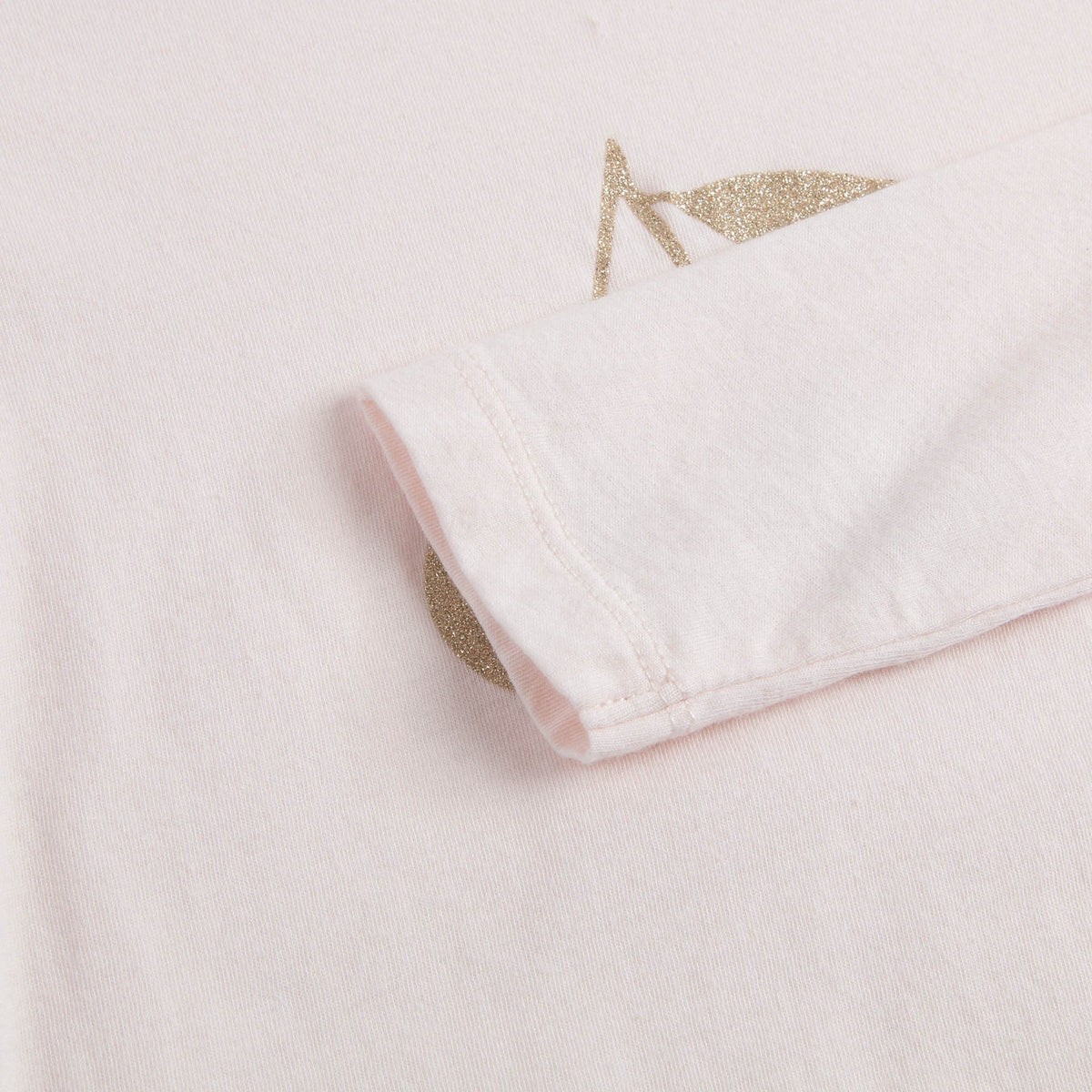Girls Pale Pink Cotton Gold Cherry Trims T-Shirt