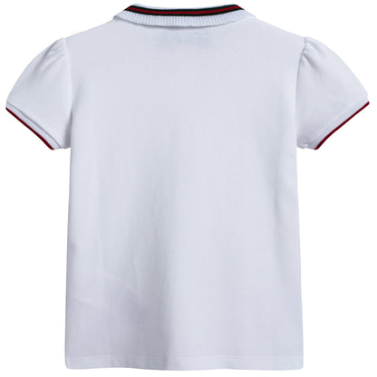 Girls White Polo Shirt with Trims